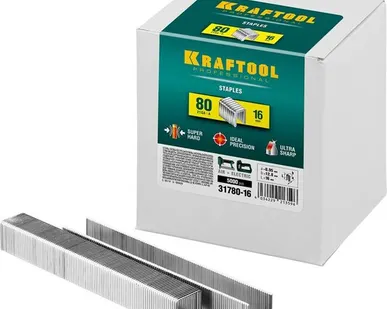 фото KRAFTOOL тип 21GA (80/Pr A/Senco AT) 16 мм, 5000 шт, скобы для степлера (31780-16)