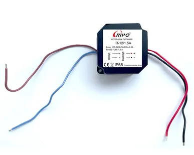 фото Блок питания пылевлагозащищенный компактый 12В, 1,5А, ст защиты IP65. Вх.напр.сети 100-240V, 50-60Гц