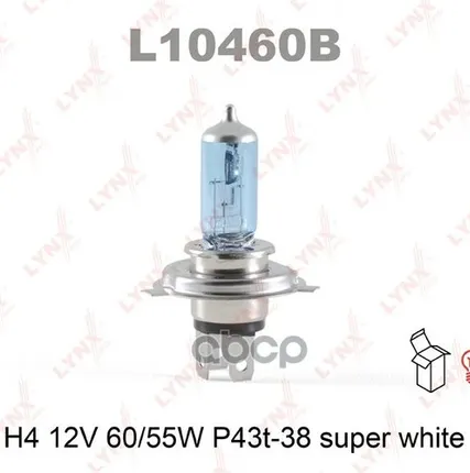 Фото №0 Лампа H4 12V 60/55W P43t-38 Super White LYNXauto арт. L10460B