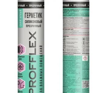 фото Герметик силиконовый санитарный бесцветный PROFFLEX (260мл) (15шт)