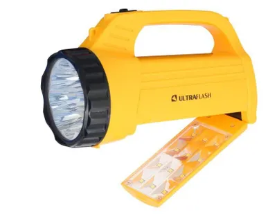 фото Фонарь аккумуляторный LED3819CSM 9LED + 12SMD 2 режима аккум. SLA 220В желт. Ultraflash 12102/12860
