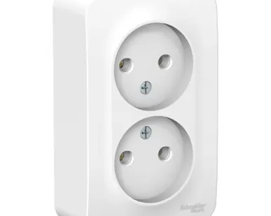 фото Розетка 2-м ОП BLANCA 16А 250В без шторок без заземл. изол. пласт. бел. SchE BLNRA000211