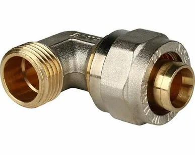 фото Угольник-переходник STOUT с наружной резьбой 1/2 х20 для металлопластиковых труб винтовой