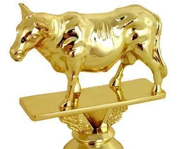 фото Фигурка - приз - награда корова, бык с надписью на каменном основании