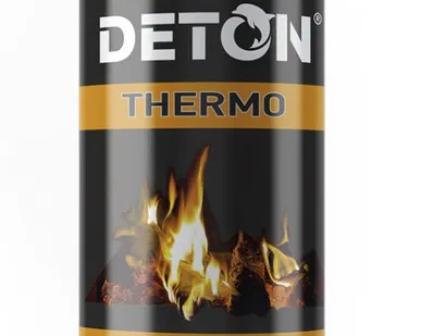 фото Эмаль аэрозольная алкидная термостойкая 520мл глянцевая черная DETON