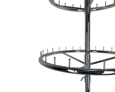 фото Стойка "Круг" два яруса, штырьки L=450+580мм, D=700мм, H=840-1800мм, хром