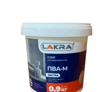 фото Клей ПВА-М универсальный Экстра 0,9 кг Л-С (Lakra) Лакра