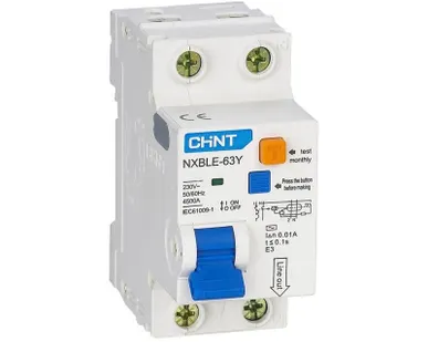фото Выключатель автоматический дифференциального тока 1п+N C 16А 10мА электрон. тип AC 4.5кА NXBLE-63Y (R) CHINT 105524