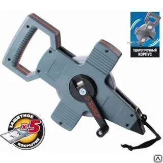 Фото №0 Мерная лента геодезийная 50 м х 10 мм ЗУБР (стальное полотно)