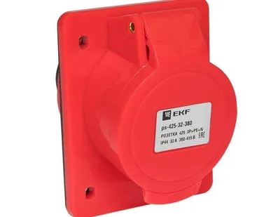 фото Розетка скрыт. уст. 32А 380В 3P+РЕ+N IP44 (425) EKF ps-425-32-380