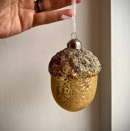 Фото №0 Подвес елочный Желудь 10 см стекло