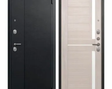 фото Дверь входная А-01 (Центурион) металл/МДФ, Черный сатин/Капучино 2050х860мм, ПРАВАЯ (2025)