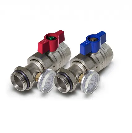 Фото №0 Пара кранов для подключения коллекторной группы 1" (Ду 25) с термометрами TIM