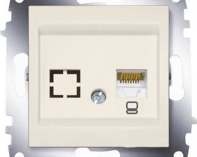 фото Cosmo Розетка компьютерная (RJ45 cat 6 + гнездо) кремовая ABB
