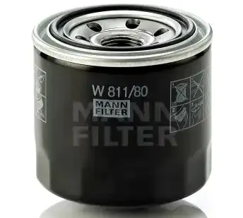 фото Фильтр масляный MANN-FILTER W 811/80 Hyundai Accent I, II, III >94, Elantra 00-06, Getz >02, H1 97-08, i20 >09