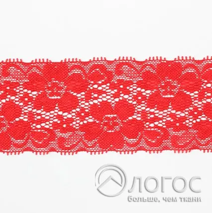 Фото №0 Кружево стрейч гипюр 1135 50 мм, красный
