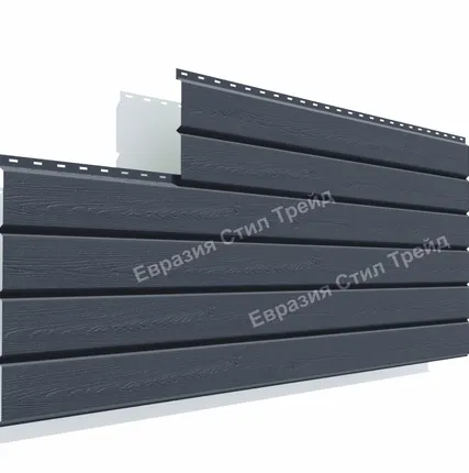 Фото №0 Металлический сайдинг Брус 3D Pe Эконом 0.4 | RAL 7024 Серый графит