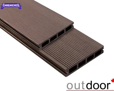 фото Террасная доска из ДПК Outdoor "Velvet Industrial" цвет: Тёмно-Коричневый, 150x25 мм, вельвет/браш (цена м2)