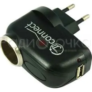фото Переходник сетевой 1000 мА (вход 220В, выход гнездо прикуривателя 12В 1000 мА)