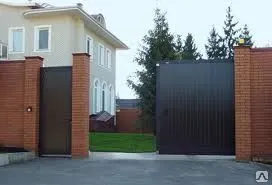фото Откатные ворота из сэндвич панелей