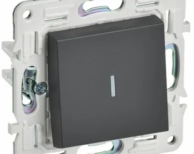 фото SKANDY Выключатель 1-клавишный проходной с индикацией 10А SK-V08T титан IEK