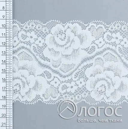 Фото №0 Кружево стрейч гипюр 6322 90 мм, белый