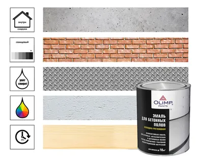 фото Эмаль для бетонных полов Olimp 0,9 л, база А, белый