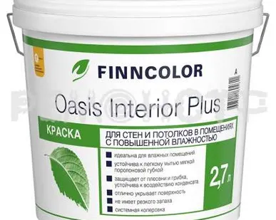 фото Краска вд интер  9 л влаж/помещ Finncolor OASIS INTERIOR PLUS (1) база А ЭКК П