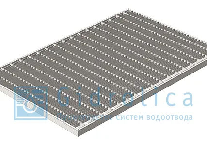 Фото №0 Решетка Gidrolica Step Pro 390х590мм - стальная ячеистая оцинкованная