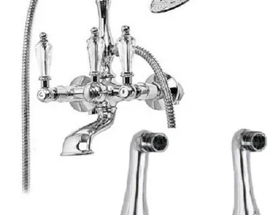 фото Смеситель на борт ванны с ручным душем хром, ручки Swarovski Cezares Diamon