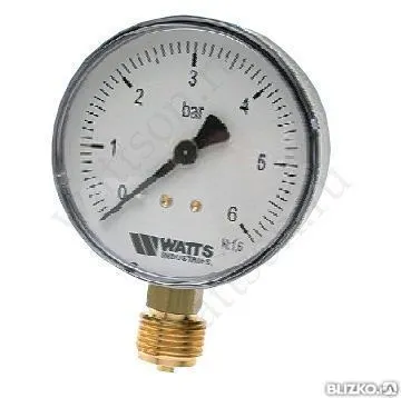 Фото №0 Манометр Watts Mdr 1/2" 10 Бар Нижн. Подкл. 80 Мм