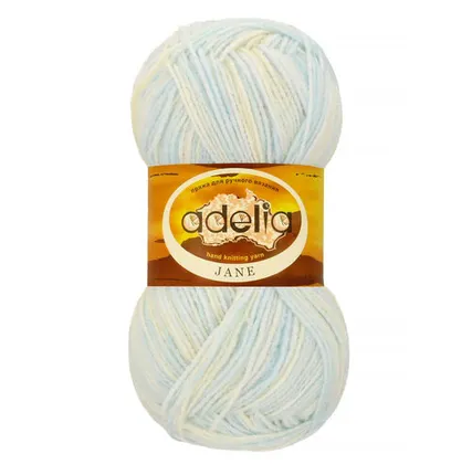 Фото №0 Пряжа ADELIA "JANE" 100% акрил 50 г 227 м №01 белый-бл.голубой