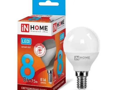 фото Лампа светодиодная LED-ШАР-VC 8Вт 230В E14 4000К 720лм IN HOME 4690612020556