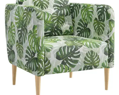 фото кресло Корси 710х730х710мм велюр цветной принт монстера