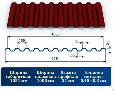 фото Профнастил С-21 3011 красно-коричневый