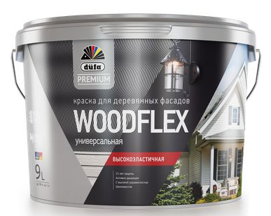 фото Dufa Premium WOODFLEX краска высокоэластичная для деревянных фасадов 9л.