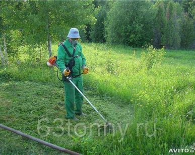 фото Очистка участка от травы