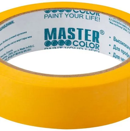 Фото №0 Лента малярная Master Color 24мм x 25м золотистая, термостойкая, УФ защита, 30-6122