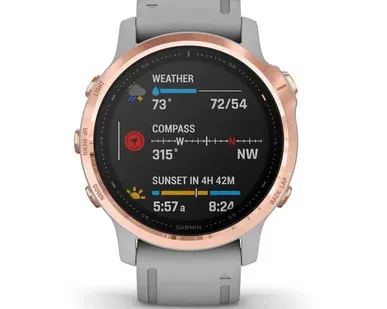 фото Часы Garmin Fenix 6S Sapphire розовое золото с серым ремешком