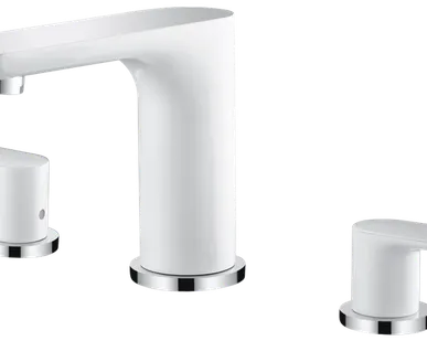 фото Смеситель для раковины на 3 отверстия с поворотным изливом Ganzer GZ21015F белый/хром