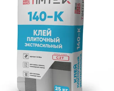 фото Клей плиточный ТИМТЕК 140-K Экстра сильный 1,4 Мпа класс С2Т25 кг 54 шт/пал