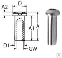 фото Наконечник М10 с внутренней резьбой с полукруглой головой с в/ш, нерж.