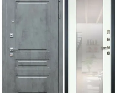 фото Входная дверь Соната-30 Классик бетон темный-61 шагрень белая зеркало