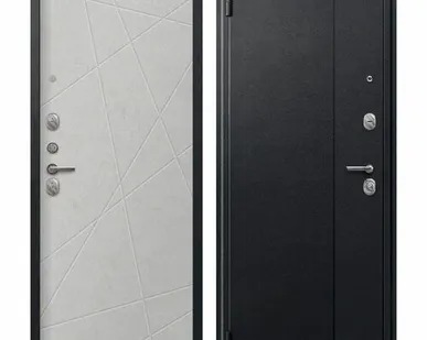 фото Дверь входная А-03 (Центурион) металл/МДФ, Черный сатин/Бетон светлый 2050х860мм, ЛЕВАЯ (2025)