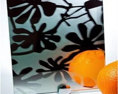 фото Зеркало декоративное узорчатое химического травления ШЕФЛЕРА серебро