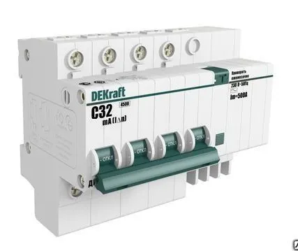 Фото №0 УЗО ВДТ 2п 32А 30мА AC УЗО-03 6ка DEKraft