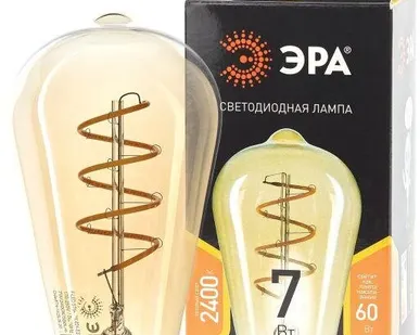фото Лампа F-LED ST64-7W-824-E27 spiral gold (филамент спир. зол. 7Вт тепл. E27) (20/960) ЭРА Б0047665