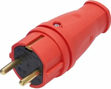 фото Вилка каучук 1-ф., 16А прямая IP44 красная RPG16-21-4...