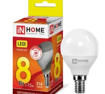 фото Лампа сд LED-ШАР-VC 8Вт 230В Е14 3000К 720Лм IN HOME