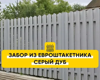 фото Забор из Евроштакетника Серый Дуб